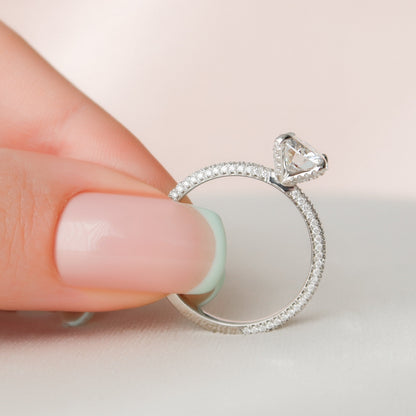 1.5 CT Round Pave Moissanite Engagement Ring