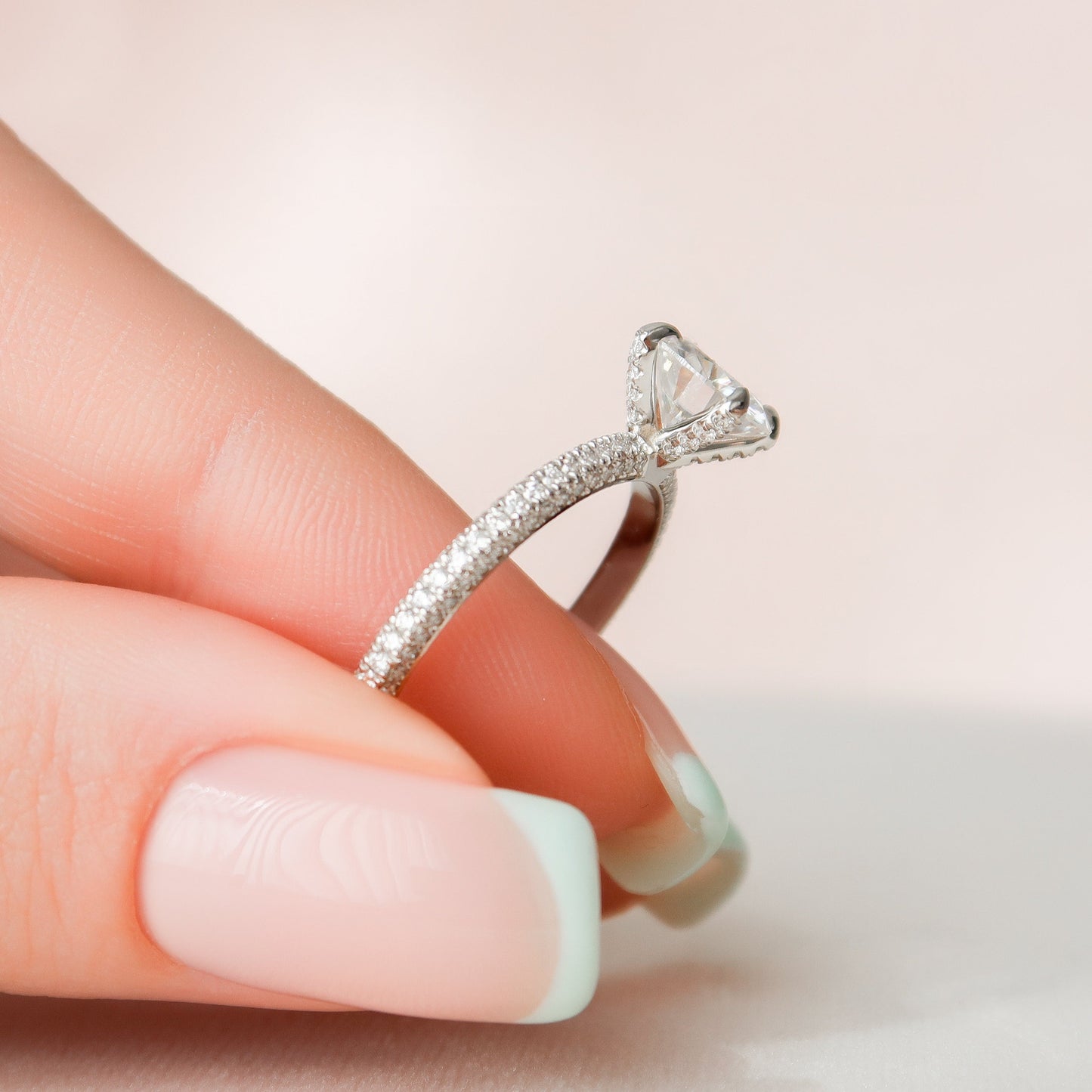 1.5 CT Round Pave Moissanite Engagement Ring
