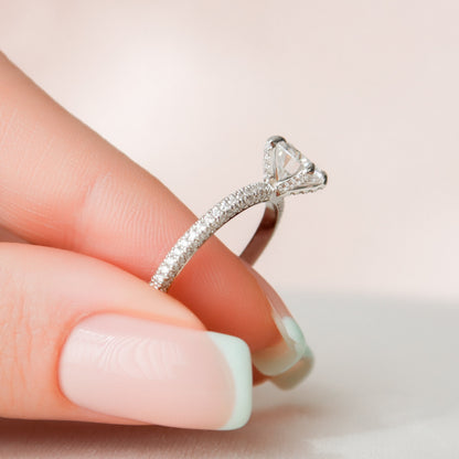 1.5 CT Round Pave Moissanite Engagement Ring