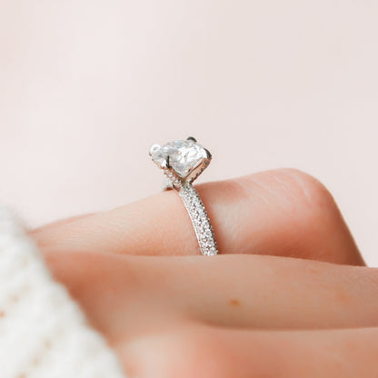1.5 CT Round Pave Moissanite Engagement Ring