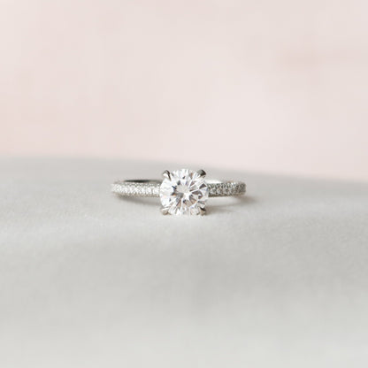 1.5 CT Round Pave Moissanite Engagement Ring