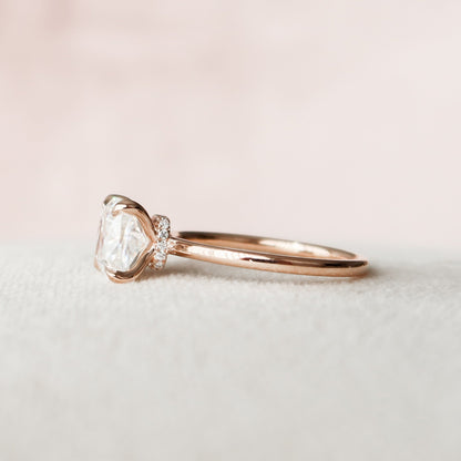 2 CT Cushion Hidden Halo Moissanite Engagement Ring