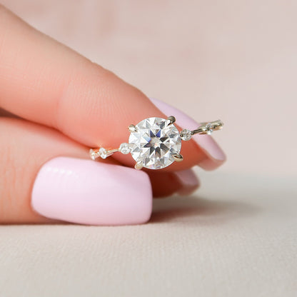 2 CT Round Dainty Pave Moissanite Engagement Ring