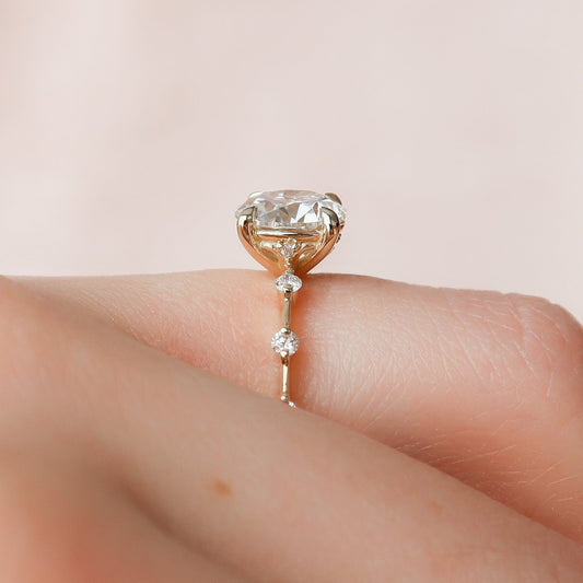 2 CT Round Dainty Pave Moissanite Engagement Ring