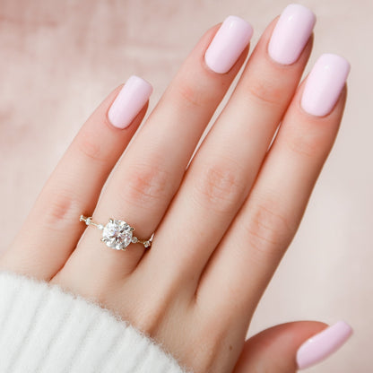 2 CT Round Dainty Pave Moissanite Engagement Ring