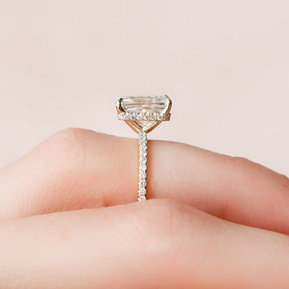 3.5 CT Radiant Hidden Halo & Pave Moissanite Engagement Ring