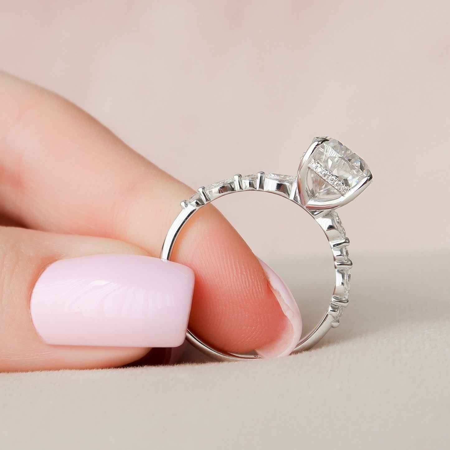 4 CT Pear Hidden Halo & Pave Moissanite Engagement Ring