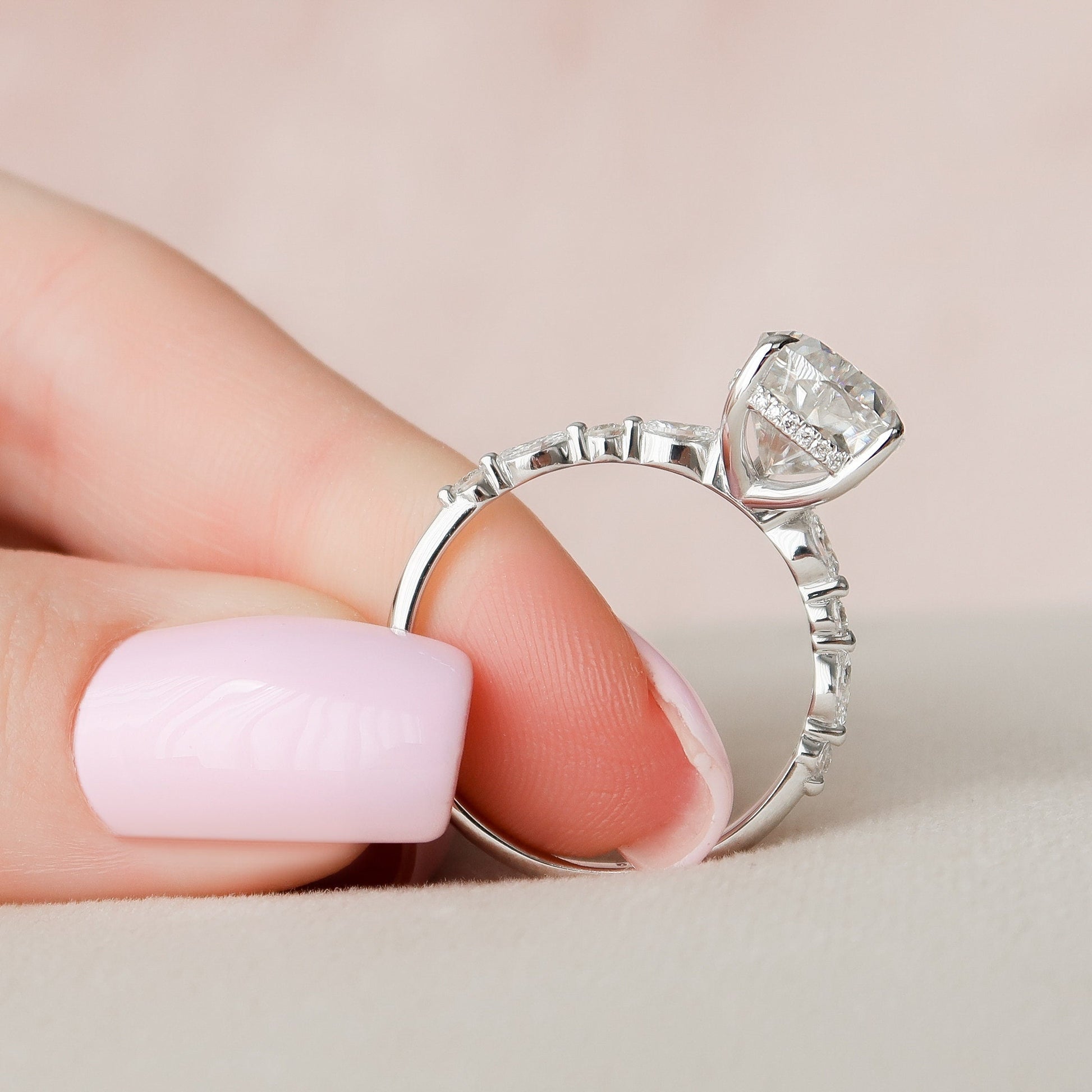 4 CT Pear Hidden Halo & Pave Moissanite Engagement Ring