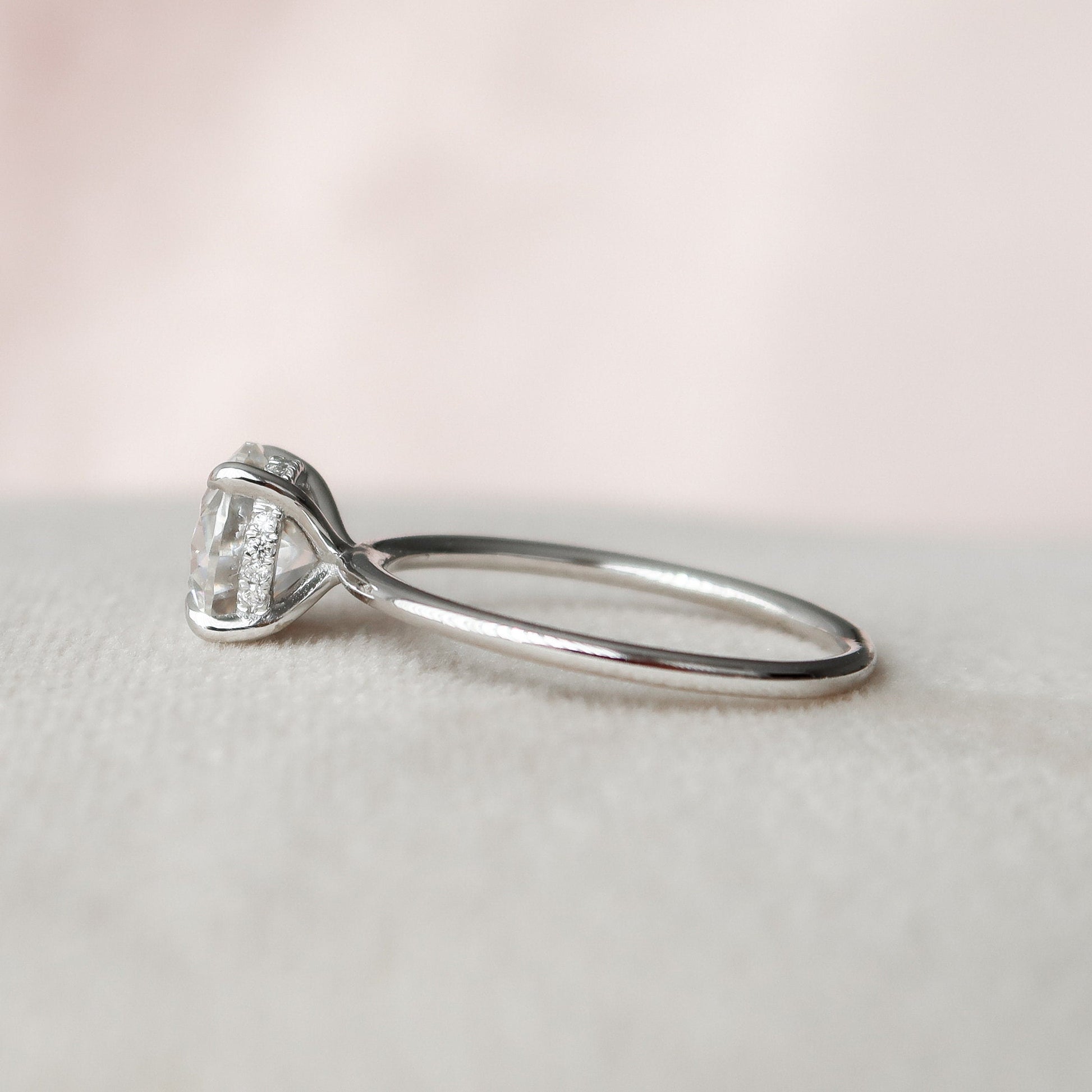 2 CT Round Hidden Halo Moissanite Engagement Ring