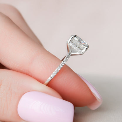 2.5 Cushion Hidden Halo & Pave Moissanite Engagement Ring