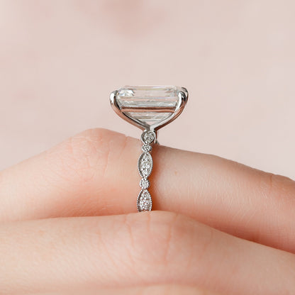 5 CT Emerald Pave Moissanite Engagement Ring