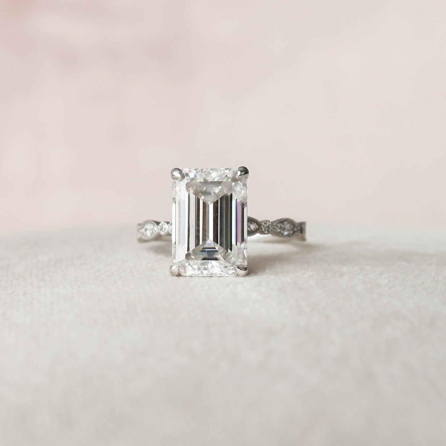 5 CT Emerald Pave Moissanite Engagement Ring