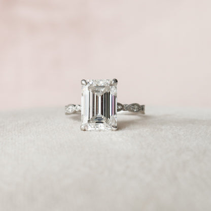 5 CT Emerald Pave Moissanite Engagement Ring