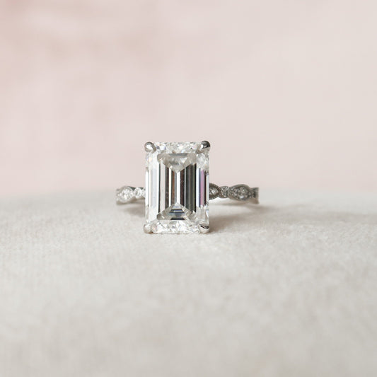 5 CT Emerald Pave Moissanite Engagement Ring