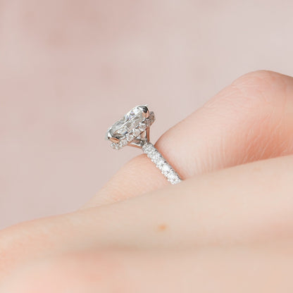 2 CT Round Hidden Halo & Pave Moissanite Engagement Ring