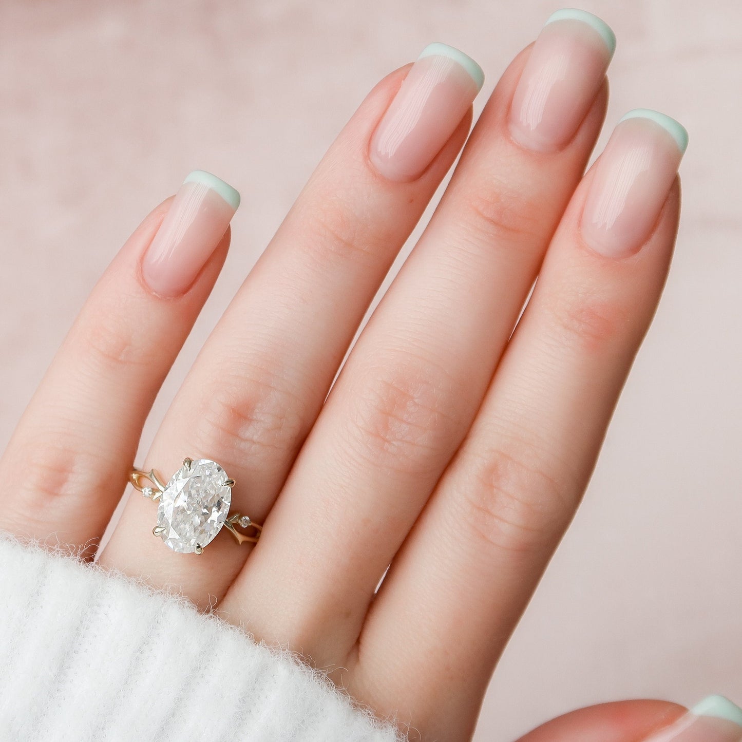 4 CT Oval Dainty Pave Moissanite Engagement Ring