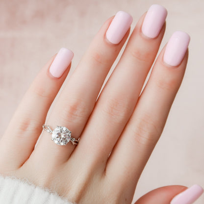 2.5 CT Round Twig Pave Moissanite Engagement Ring