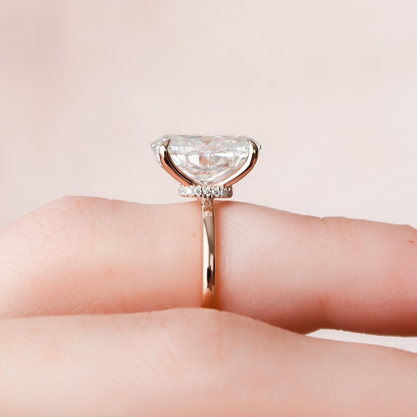 4 CT Oval Hidden Halo Moissanite Engagement Ring