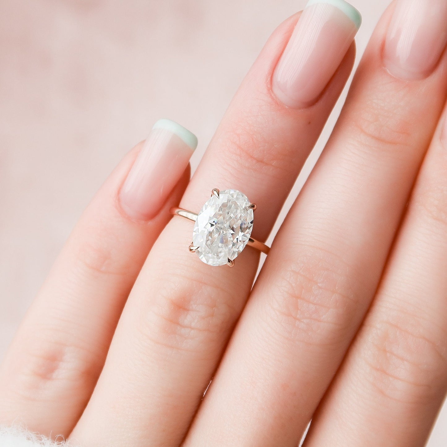 4 CT Oval Hidden Halo Moissanite Engagement Ring