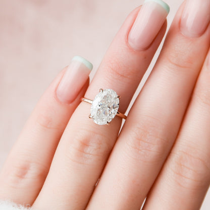 4 CT Oval Hidden Halo Moissanite Engagement Ring