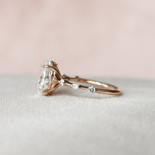 2 CT Oval Dainty Pave Moissanite Engagement Ring