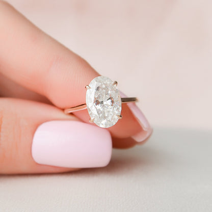 3.5 CT Oval Hidden Halo & Pave Moissanite Engagement Ring