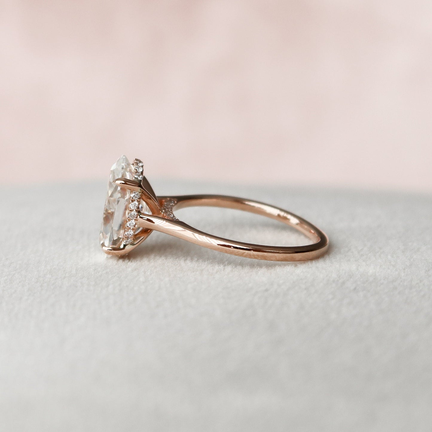 3.5 CT Oval Hidden Halo & Pave Moissanite Engagement Ring