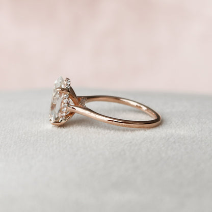 3.5 CT Oval Hidden Halo & Pave Moissanite Engagement Ring
