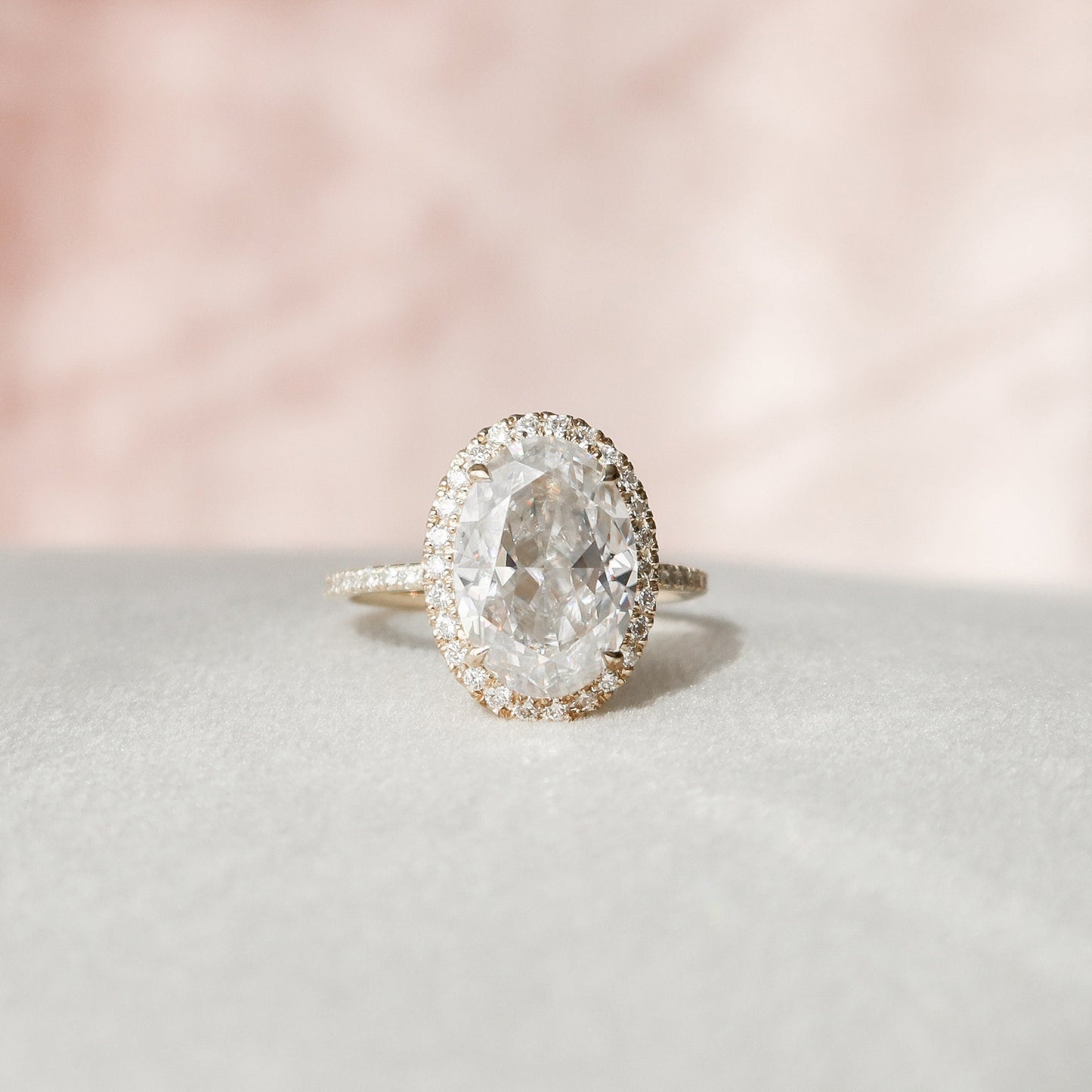 4.5 CT Oval Halo & Pave Moissanite Engagement Ring