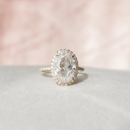 4.5 CT Oval Halo & Pave Moissanite Engagement Ring