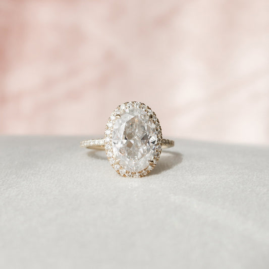 4.5 CT Oval Halo & Pave Moissanite Engagement Ring