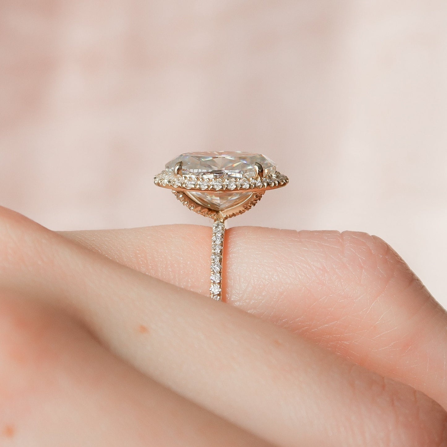4.5 CT Oval Halo & Pave Moissanite Engagement Ring