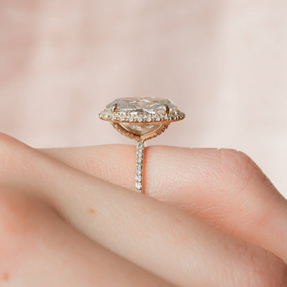 4.5 CT Oval Halo & Pave Moissanite Engagement Ring