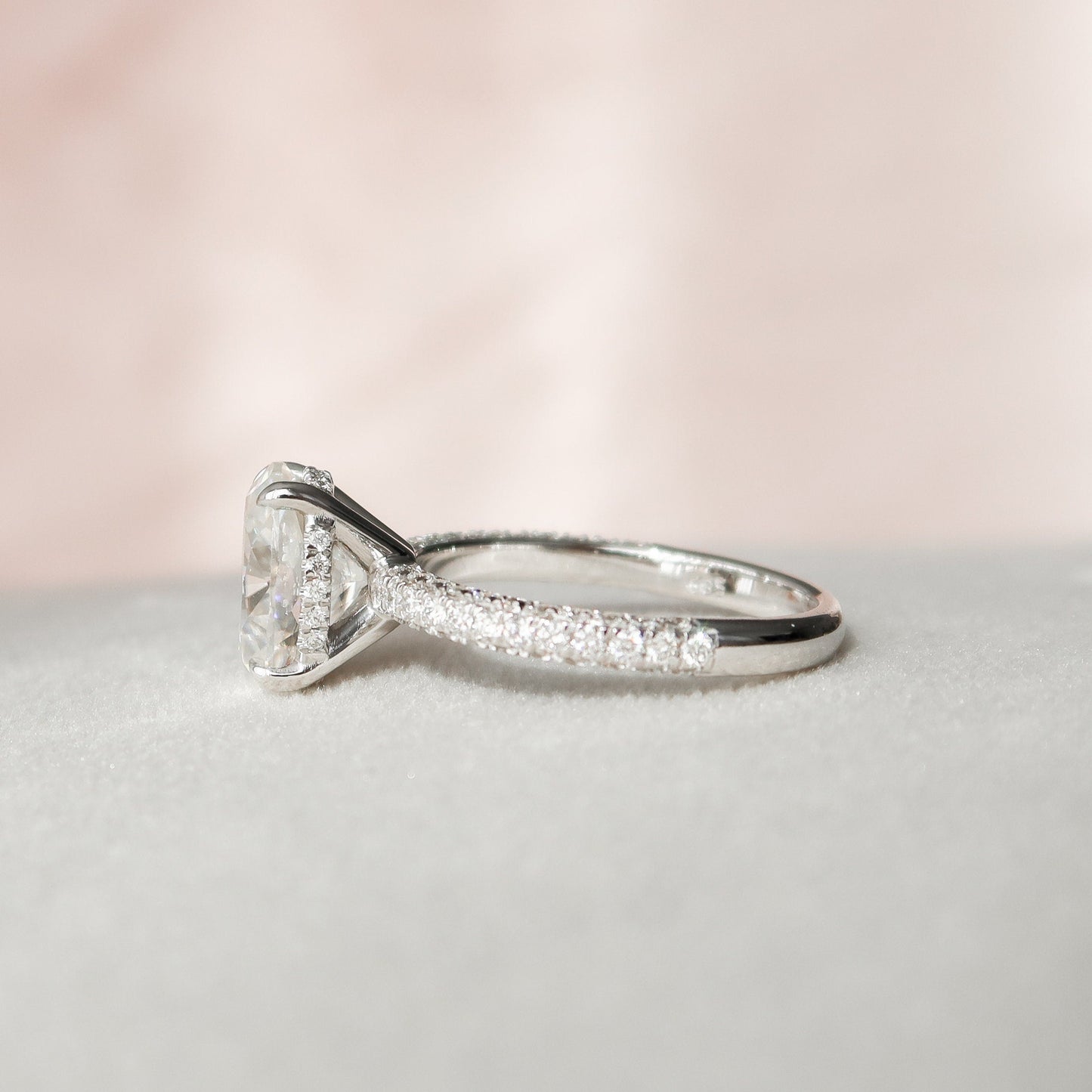 3 CT Oval Hidden Halo & Pave Moissanite Engagement Ring