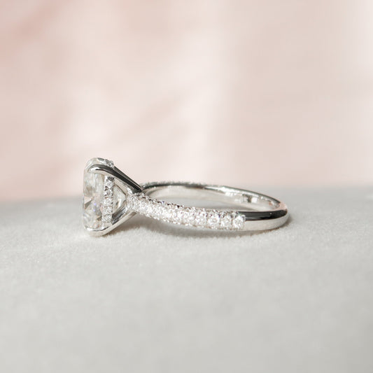 3 CT Oval Hidden Halo & Pave Moissanite Engagement Ring
