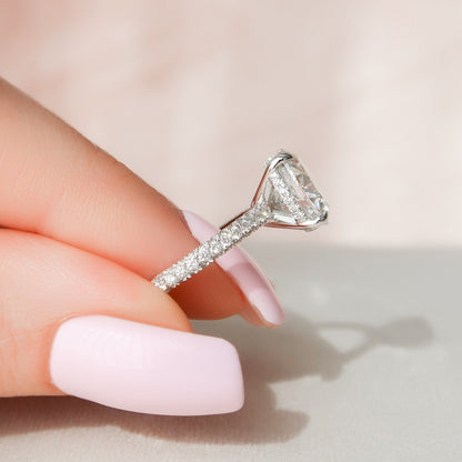 3 CT Oval Hidden Halo & Pave Moissanite Engagement Ring