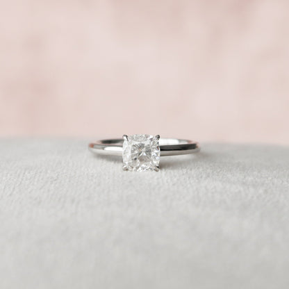 1 CT Cushion Hidden Halo & Pave Moissanite Engagement Ring