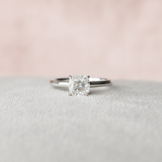1 CT Cushion Hidden Halo & Pave Moissanite Engagement Ring