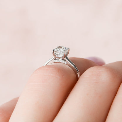 1 CT Cushion Hidden Halo & Pave Moissanite Engagement Ring