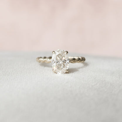 1.5 CT Oval Hidden Halo Moissanite Engagement Ring