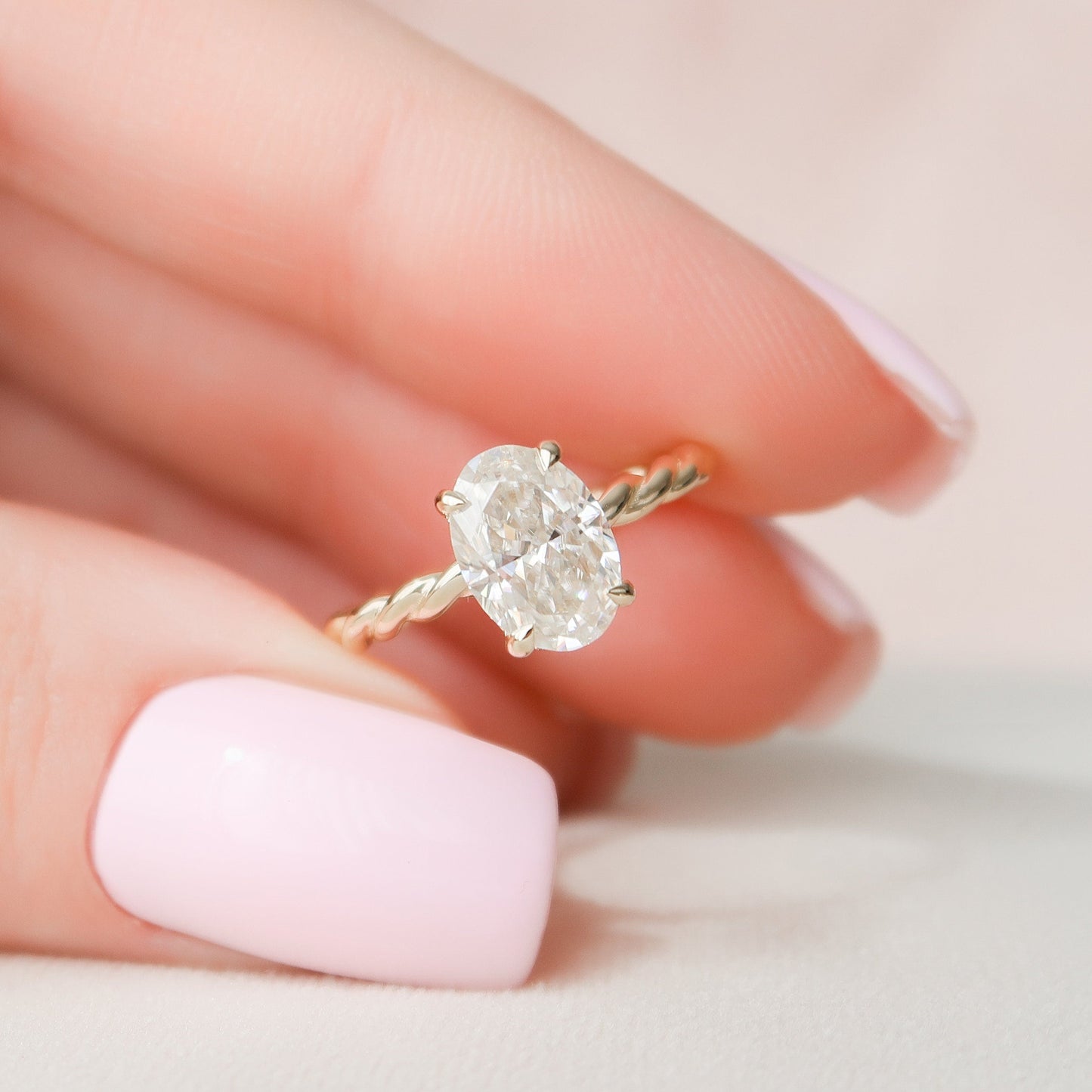 1.5 CT Oval Hidden Halo Moissanite Engagement Ring