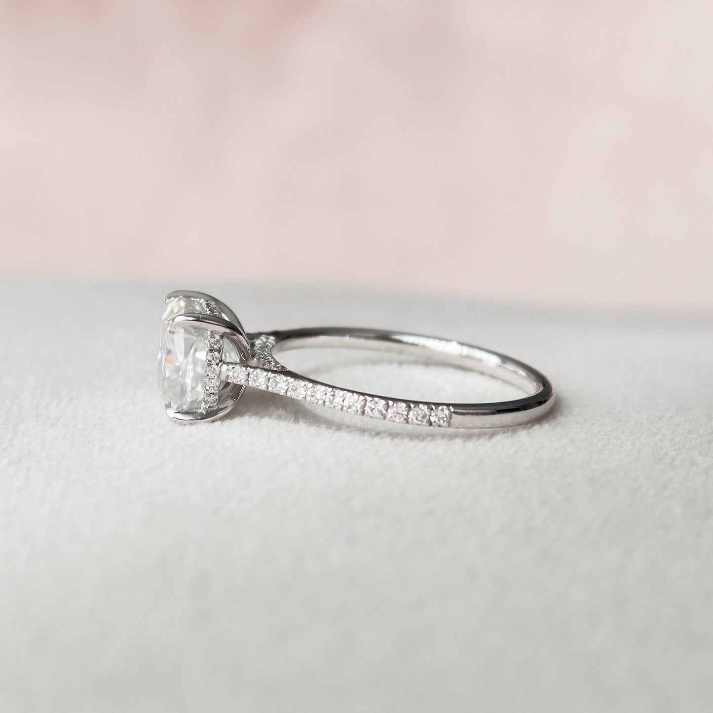 3 CT Cushion Hidden Halo & Pave Moissanite Engagement Ring