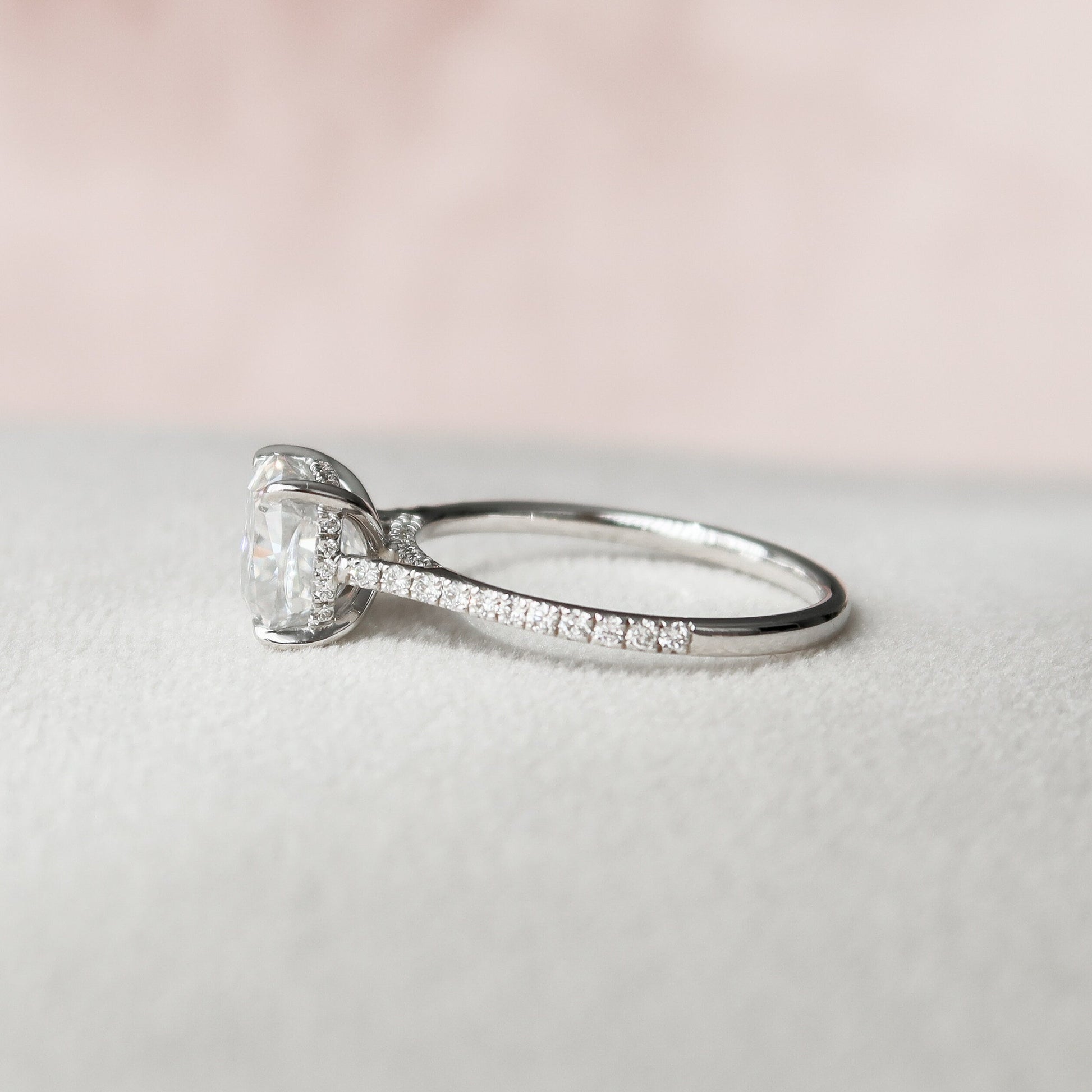 3 CT Cushion Hidden Halo & Pave Moissanite Engagement Ring