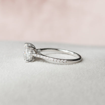 3 CT Cushion Hidden Halo & Pave Moissanite Engagement Ring