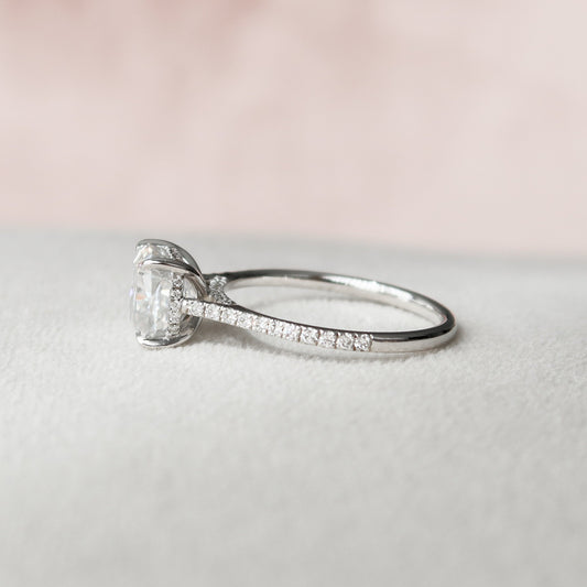 3 CT Cushion Hidden Halo & Pave Moissanite Engagement Ring