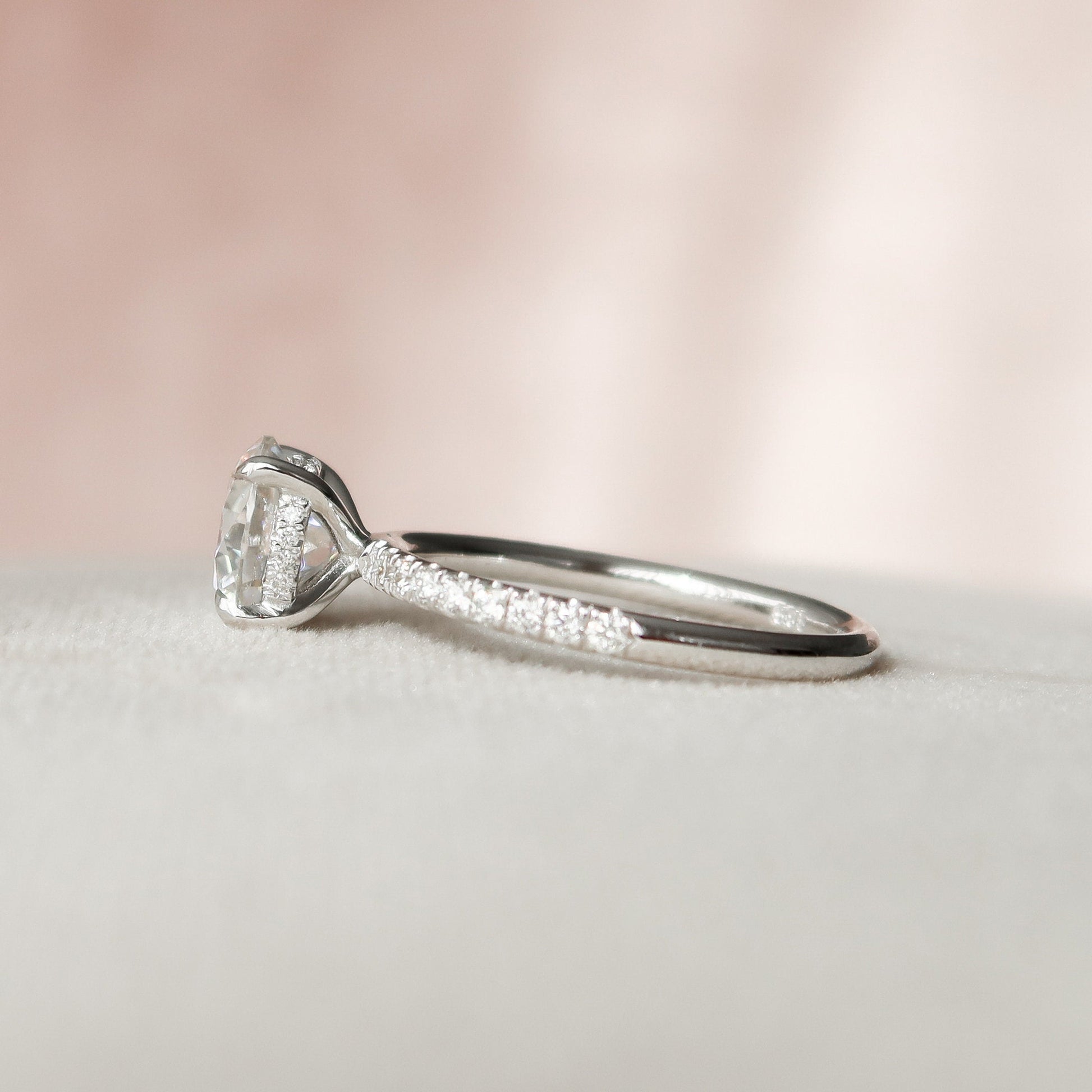 2 CT Round Hidden Halo & Pave Moissanite Engagement Ring