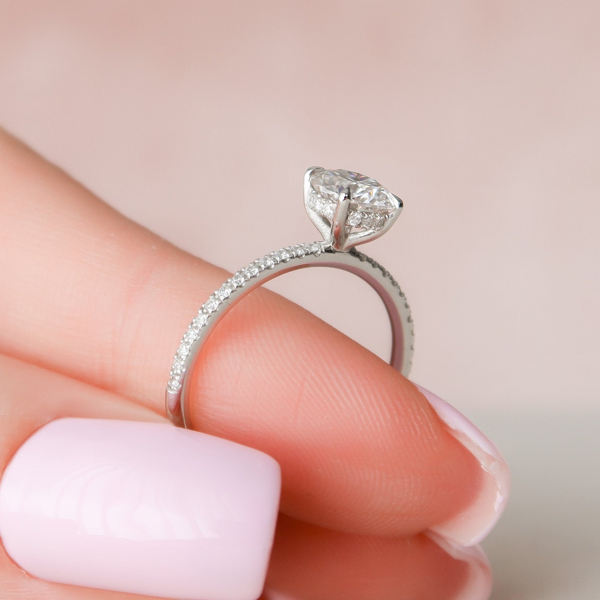 1 CT Round Hidden Halo & Pave Moissanite Engagement Ring