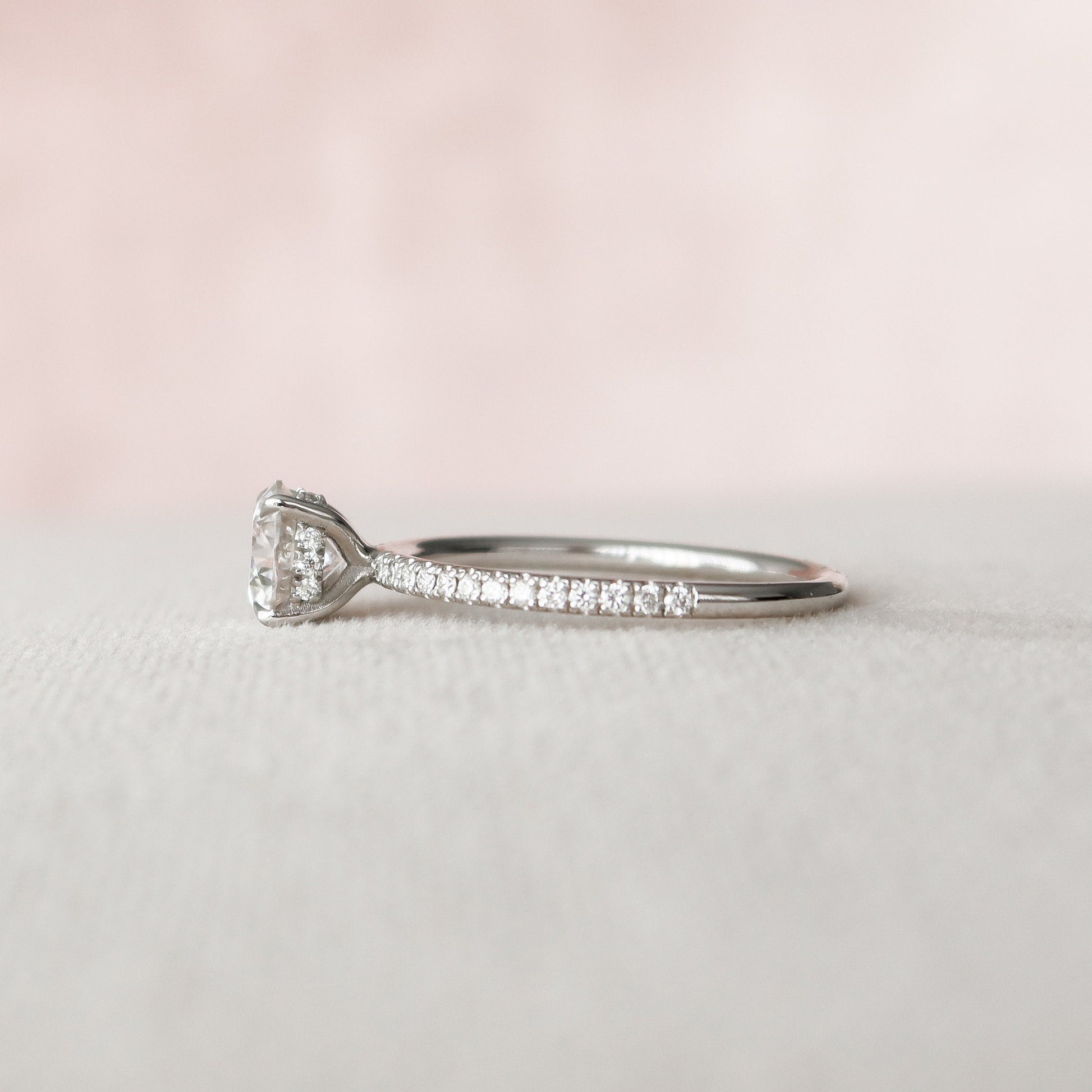 1 CT Round Hidden Halo & Pave Moissanite Engagement Ring