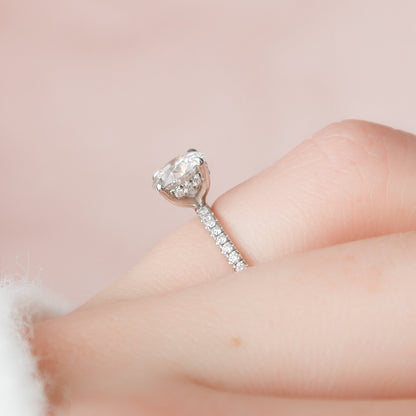 1 CT Round Hidden Halo & Pave Moissanite Engagement Ring