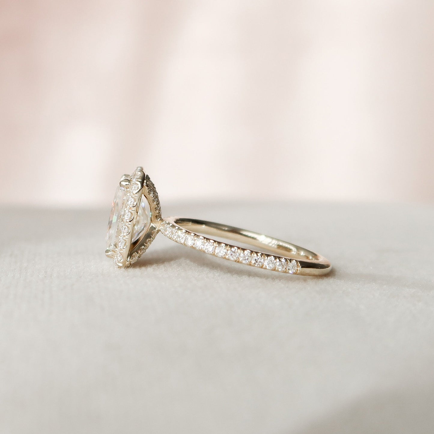 2 CT Radiant Hidden Halo & Pave Moissanite Engagement Ring